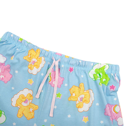 Pink-Blue - Side - Care Bears Womens-Ladies Character Short-Sleeved Long Pyjama Set