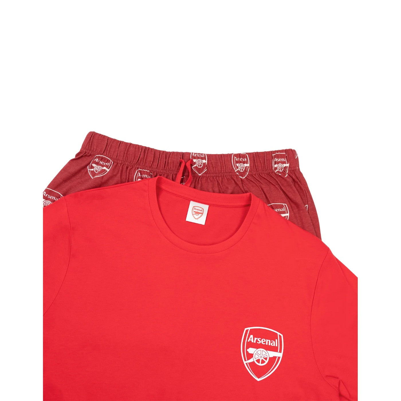 Red - Side - Arsenal FC Mens Crest Short-Sleeved Long Pyjama Set