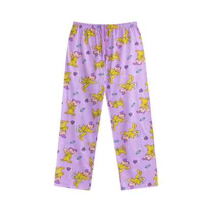 Grey-Purple - Lifestyle - Snow White And The Seven Dwarfs Womens-Ladies Dopey Short-Sleeved Long Pyjama Set