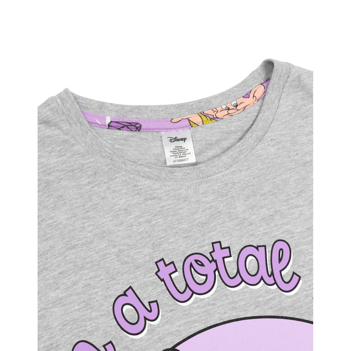 Grey-Purple - Pack Shot - Snow White And The Seven Dwarfs Womens-Ladies Dopey Short-Sleeved Long Pyjama Set