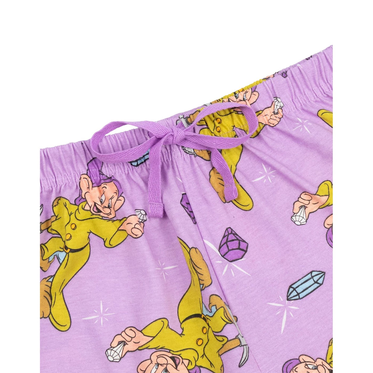 Grey-Purple - Close up - Snow White And The Seven Dwarfs Womens-Ladies Dopey Short-Sleeved Long Pyjama Set
