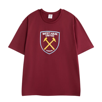 Claret - Back - West Ham United FC Unisex Adult Crest Short-Sleeved Long Pyjama Set