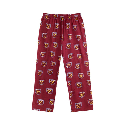 Claret - Lifestyle - West Ham United FC Unisex Adult Crest Short-Sleeved Long Pyjama Set