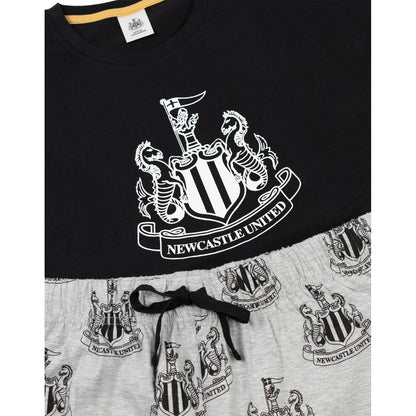 Black-Grey - Lifestyle - Newcastle United FC Mens Crest Short-Sleeved Long Pyjama Set
