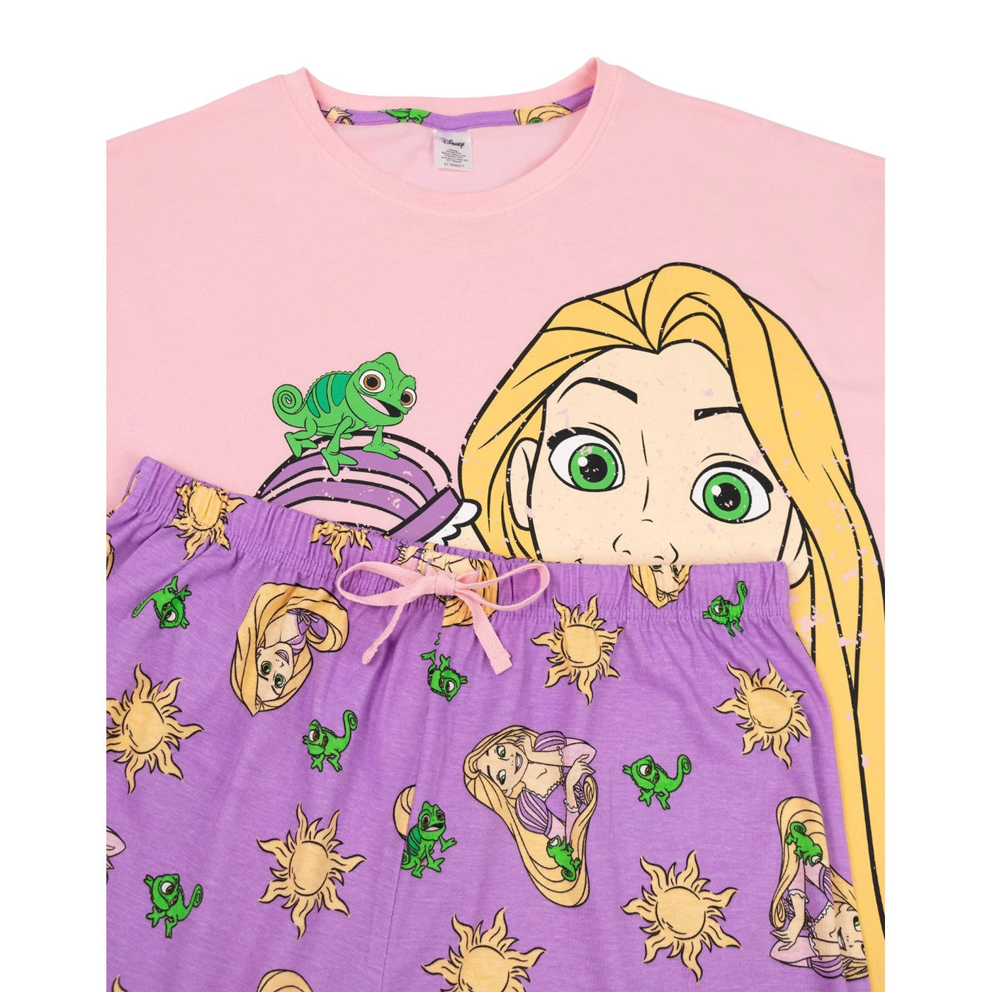 Pink-Purple - Lifestyle - Tangled Womens-Ladies Rapunzel Short-Sleeved Long Pyjama Set