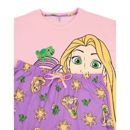 Pink-Purple - Lifestyle - Tangled Womens-Ladies Rapunzel Short-Sleeved Long Pyjama Set