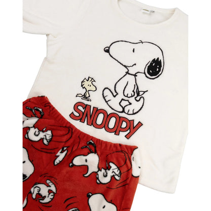 Red-White - Lifestyle - Peanuts Womens-Ladies Snoopy Long Pyjama Set