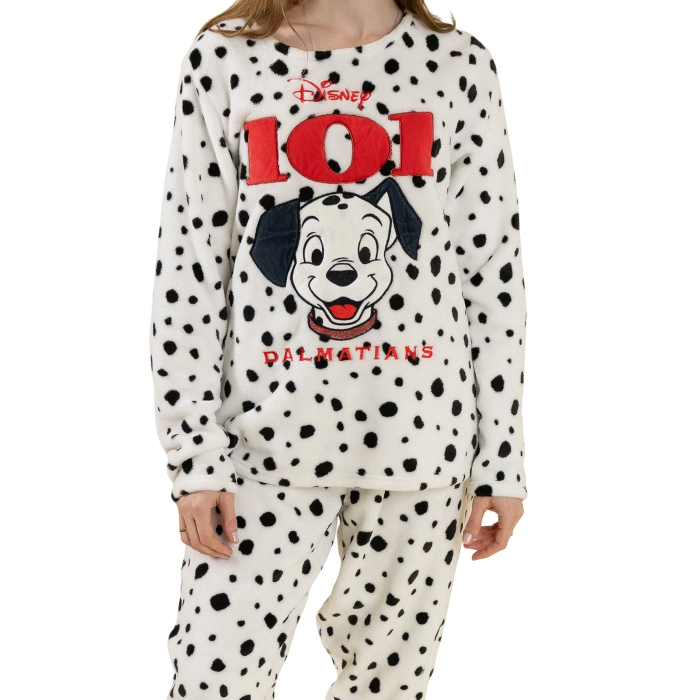 White-Black - Back - 101 Dalmatians Womens-Ladies Pongo Long Pyjama Set