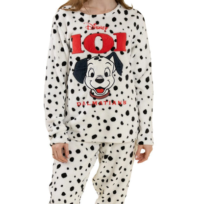 White-Black - Back - 101 Dalmatians Womens-Ladies Pongo Long Pyjama Set