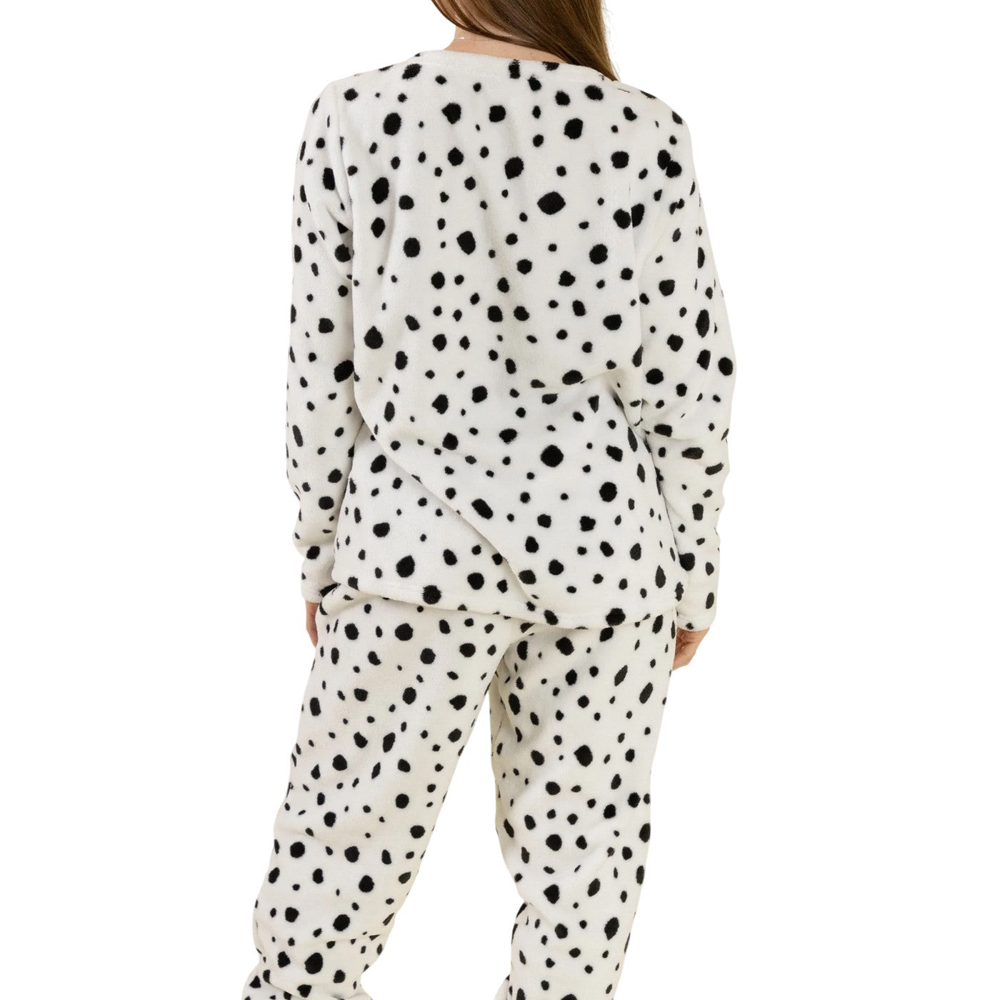 White-Black - Side - 101 Dalmatians Womens-Ladies Pongo Long Pyjama Set