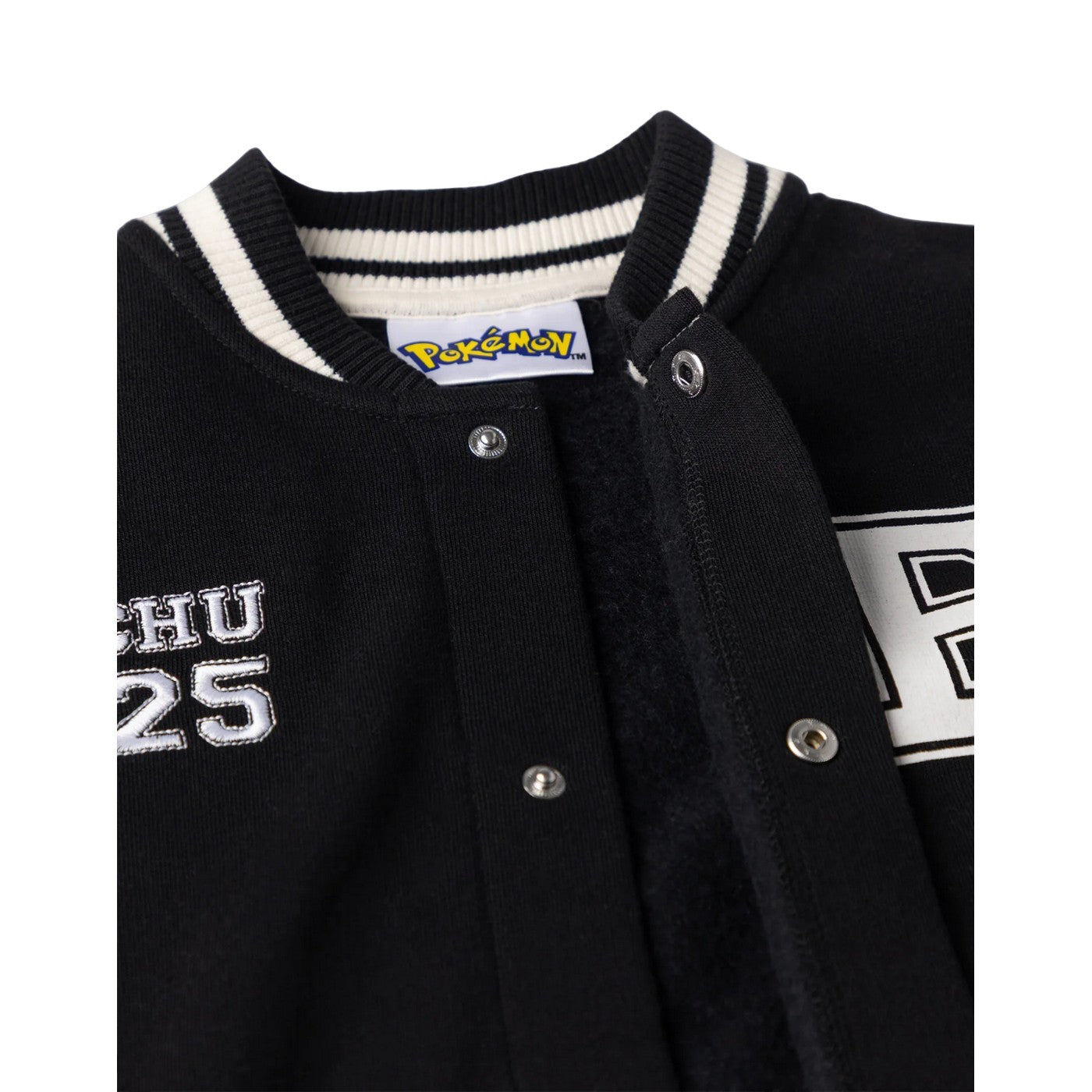 Black Solid - Side - Pokemon Boys Pikachu Varsity Jacket
