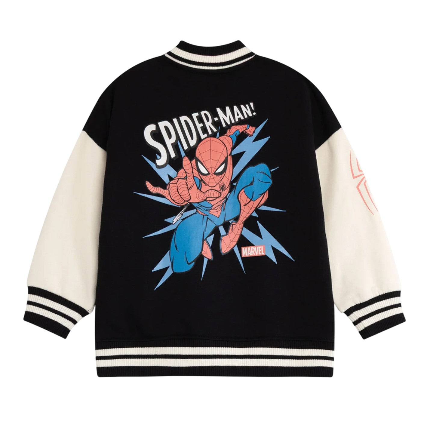 Black - Back - Spider-Man Boys Embroidered Logo Varsity Jacket