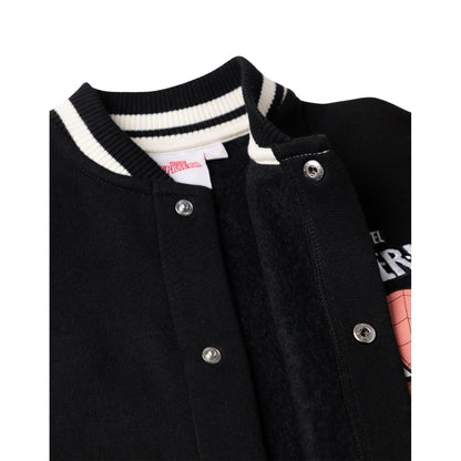 Black - Side - Spider-Man Boys Embroidered Logo Varsity Jacket
