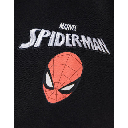 Black - Close up - Spider-Man Boys Embroidered Logo Varsity Jacket