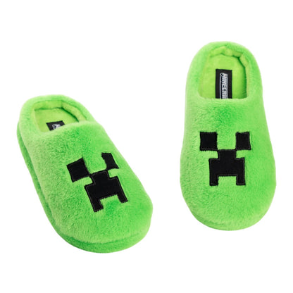 Green-Grey - Back - Minecraft Boys Creeper Printed Slippers