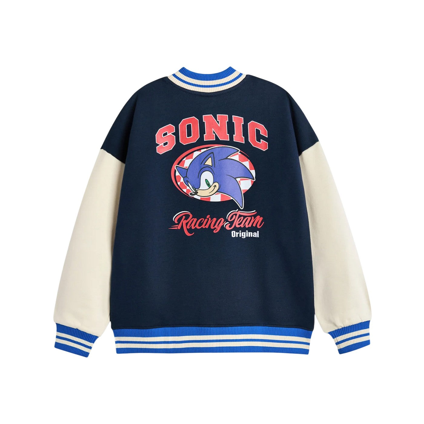 Blue - Back - Sonic The Hedgehog Boys Racing Team Varsity Jacket