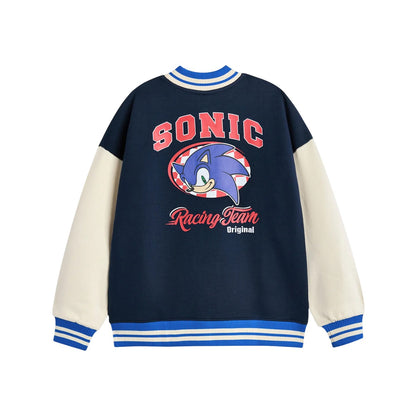 Blue - Back - Sonic The Hedgehog Boys Racing Team Varsity Jacket