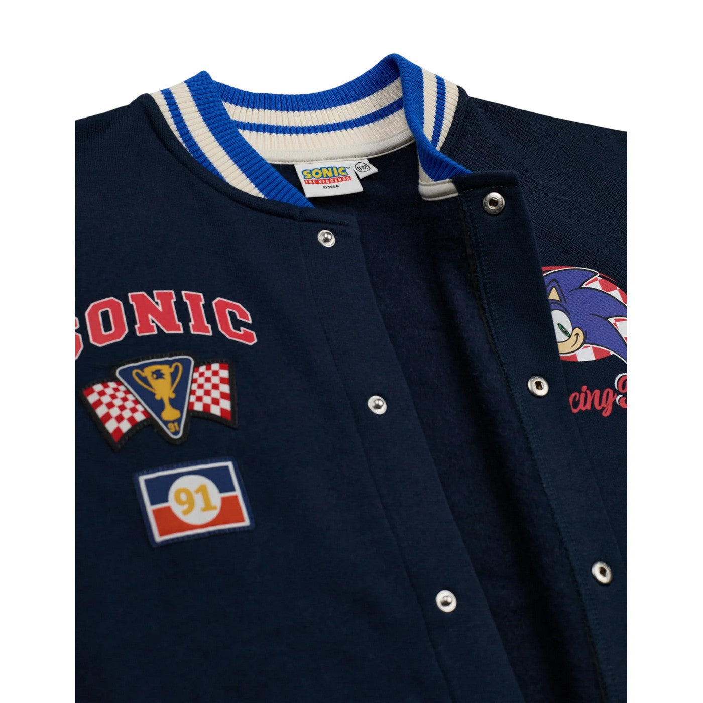 Blue - Side - Sonic The Hedgehog Boys Racing Team Varsity Jacket