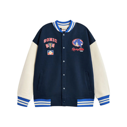 Blue - Front - Sonic The Hedgehog Boys Racing Team Varsity Jacket