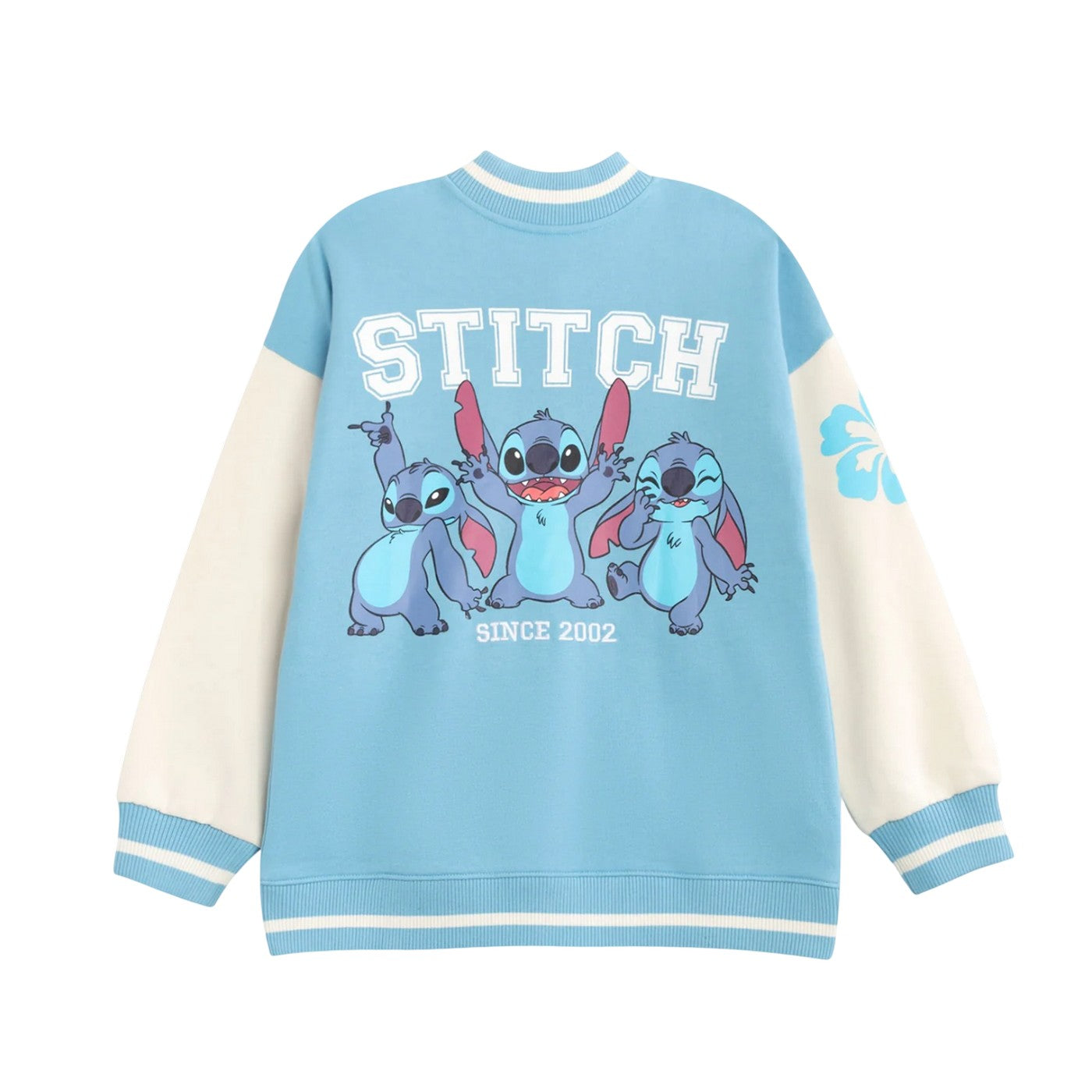Blue - Back - Lilo & Stitch Girls Embroidered Logo Varsity Jacket