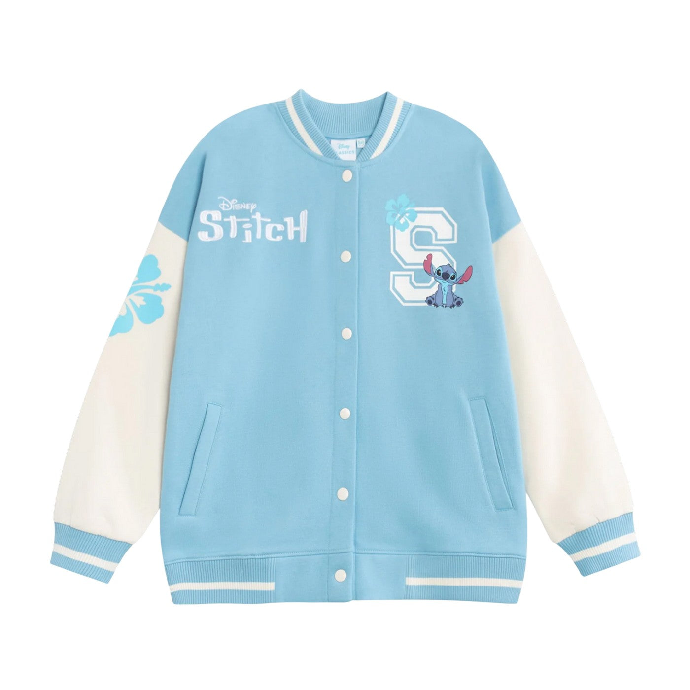 Blue - Front - Lilo & Stitch Girls Embroidered Logo Varsity Jacket