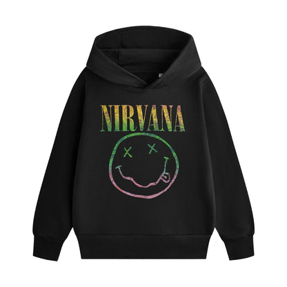 Black - Front - Nirvana Childrens-Kids Rainbow Hoodie