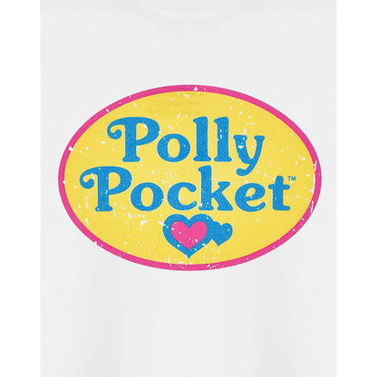 White - Pack Shot - Polly Pocket Womens-Ladies Retro Logo Crop T-Shirt