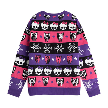 Multicoloured - Back - Monster High Womens-Ladies Skull & Snowflake Christmas Jumper