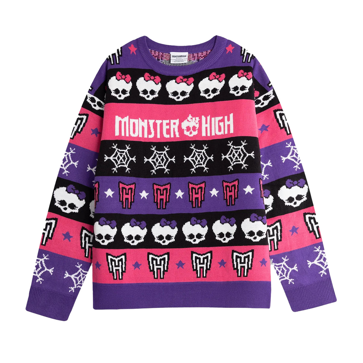 Multicoloured - Front - Monster High Womens-Ladies Skull & Snowflake Christmas Jumper