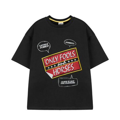 Black - Back - Only Fools And Horses Mens Logo Short-Sleeved Long Pyjama Set