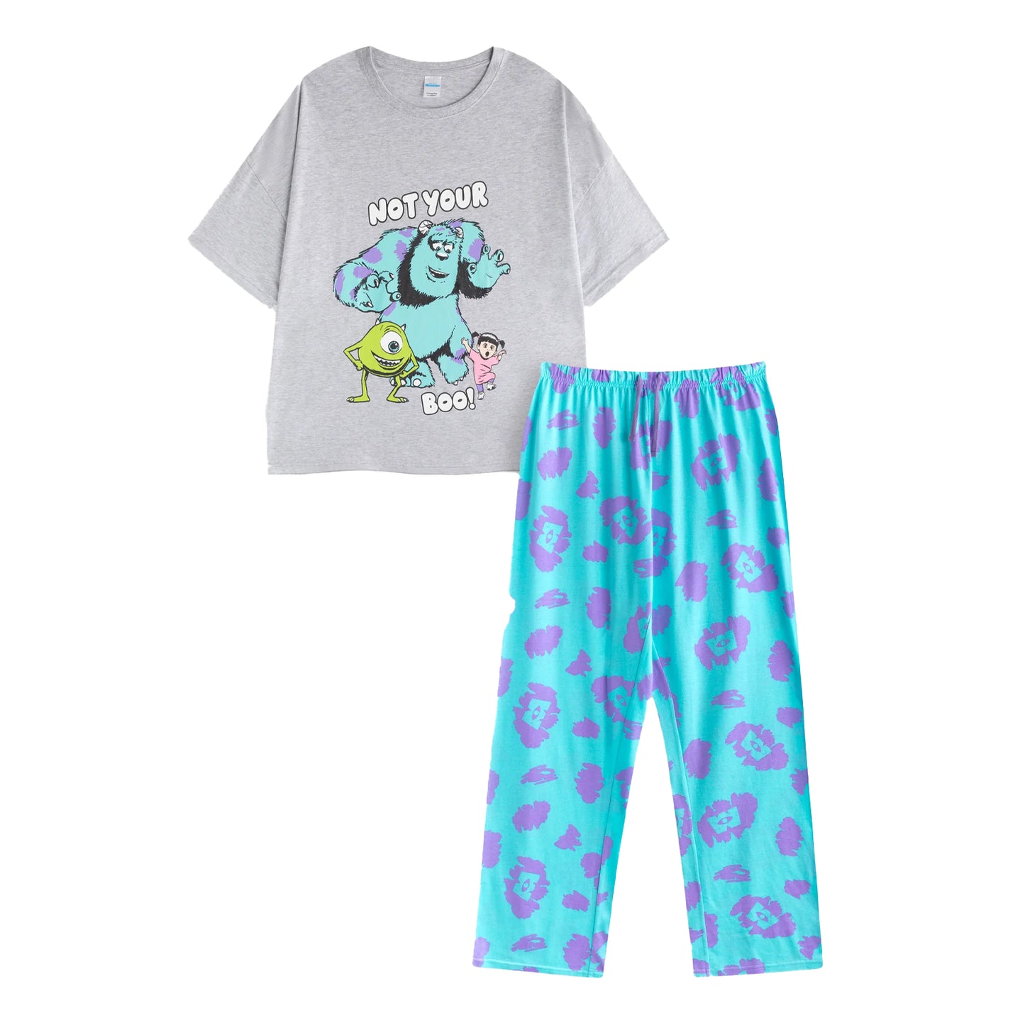 Multicoloured - Front - Monsters Inc Womens-Ladies Sully Short-Sleeved Long Pyjama Set