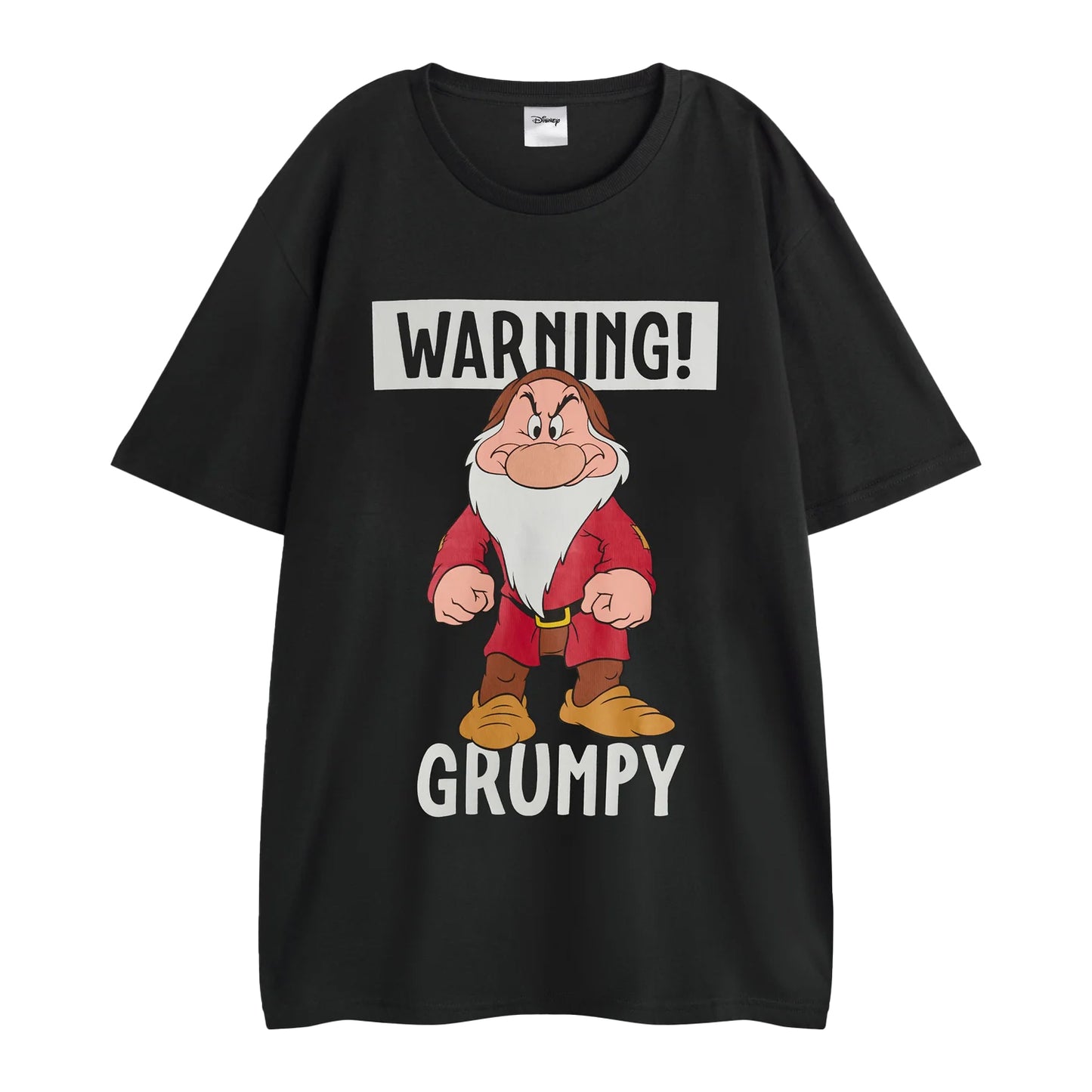 Black - Back - Snow White And The Seven Dwarfs Mens Grumpy Short-Sleeved Long Pyjama Set