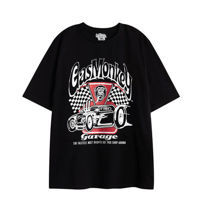 Black-Grey - Back - Gas Monkey Garage Mens Logo Short-Sleeved Short Pyjama Set