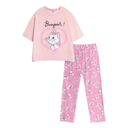 Pink - Front - The Aristocats Womens-Ladies Marie Short-Sleeved Long Pyjama Set