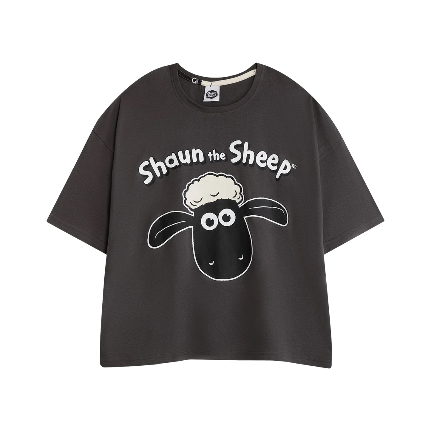 Grey-White - Back - Shaun the Sheep Womens-Ladies Character Short-Sleeved Long Pyjama Set