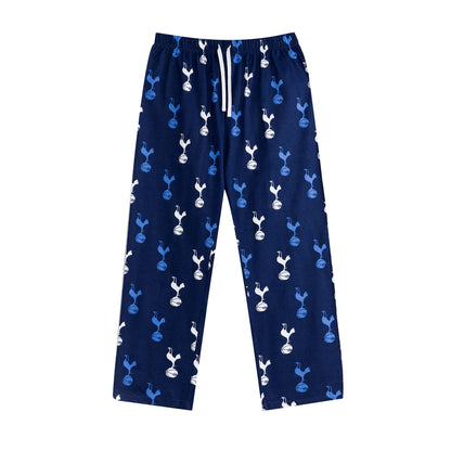 White-Navy - Side - Tottenham Hotspur FC Mens Crest Short-Sleeved Long Pyjama Set