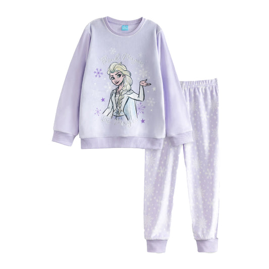 Purple - Front - Frozen Girls Elsa Long Pyjama Set