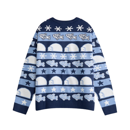 Blue - Back - Pingu Unisex Adult Merry Noot-Mas Christmas Jumper