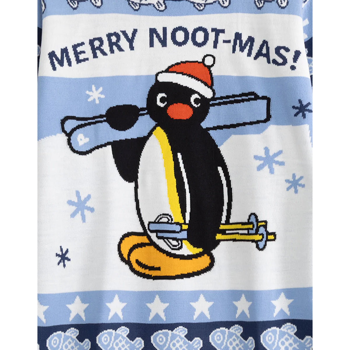 Blue - Side - Pingu Unisex Adult Merry Noot-Mas Christmas Jumper