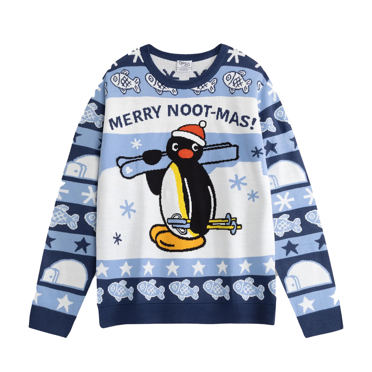 Blue - Front - Pingu Unisex Adult Merry Noot-Mas Christmas Jumper