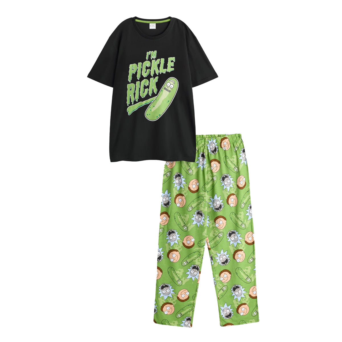 Multicoloured - Front - Rick And Morty Mens Pickle Rick Short-Sleeved Long Pyjama Set