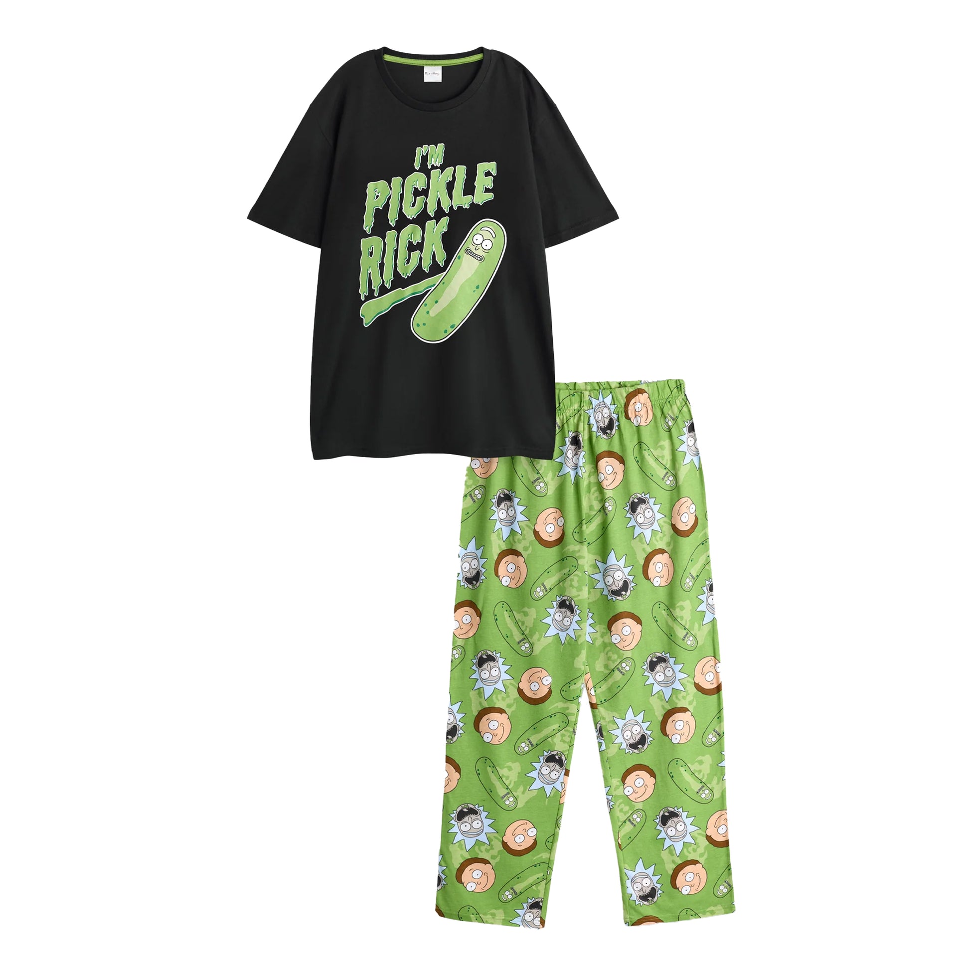 Multicoloured - Front - Rick And Morty Mens Pickle Rick Short-Sleeved Long Pyjama Set
