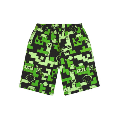 Green-Black - Side - Minecraft Boys All-Over Print Short-Sleeved Short Pyjama Set