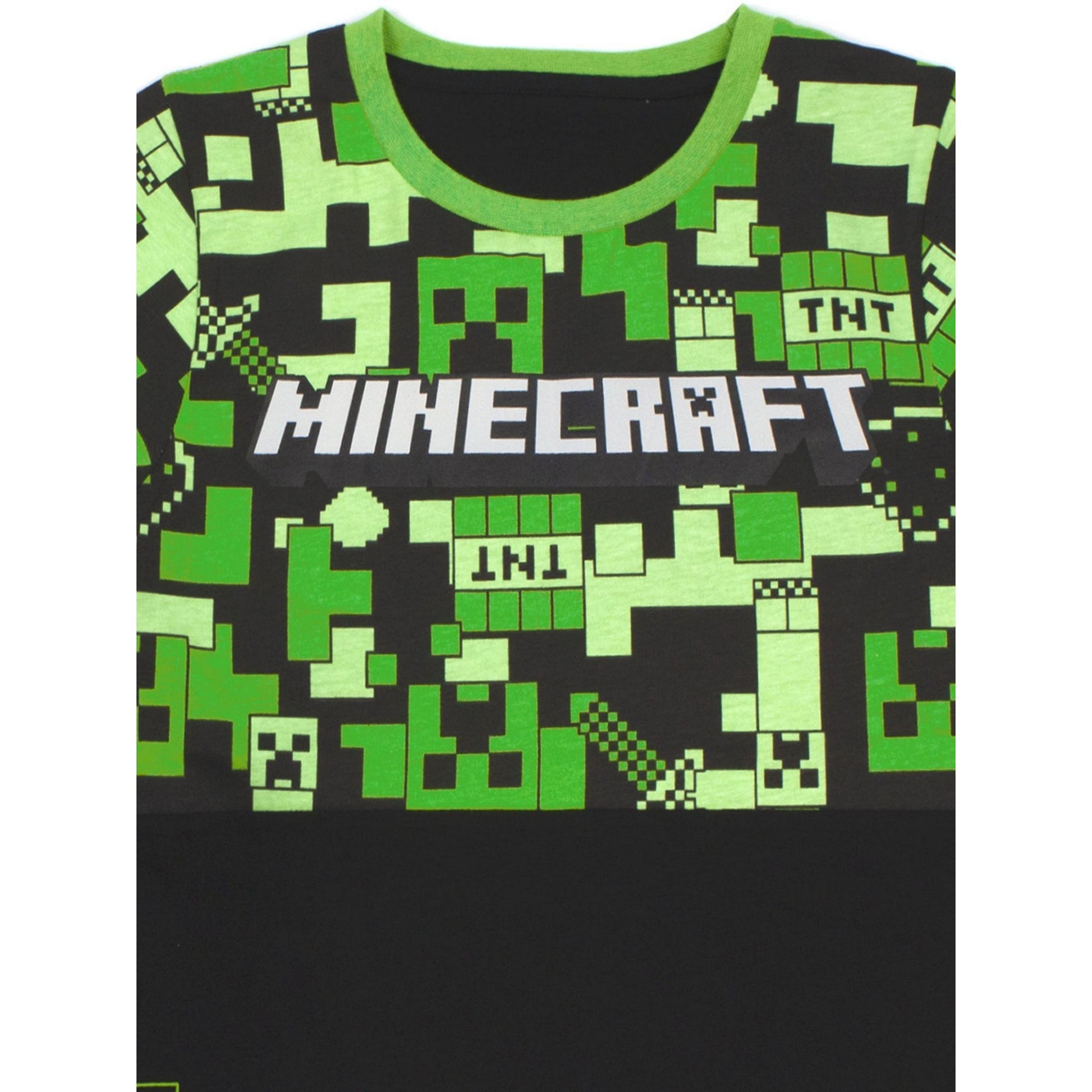 Green-Black - Lifestyle - Minecraft Boys All-Over Print Short-Sleeved Short Pyjama Set