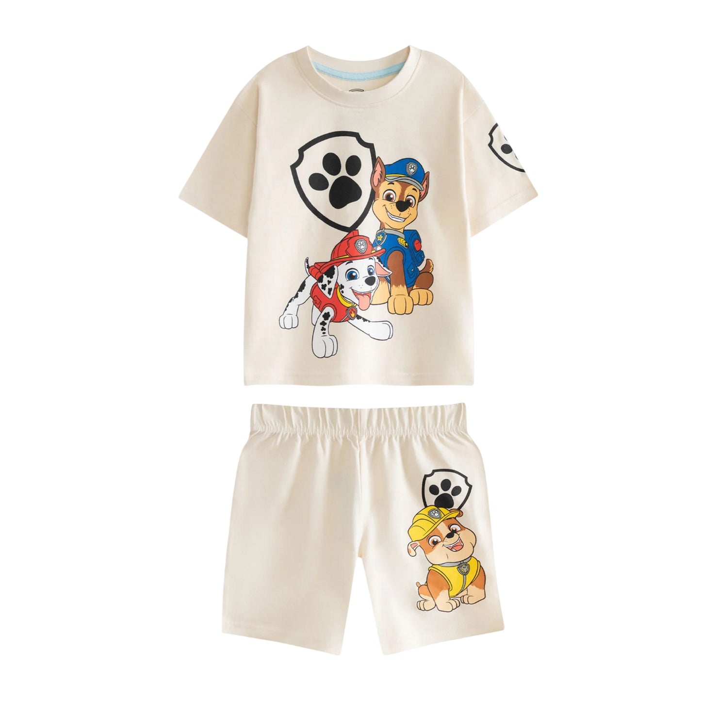 Light Green-Grey-Cream - Back - Paw Patrol Boys Pups Short-Sleeved Short Pyjama Set (Pack Of 3)