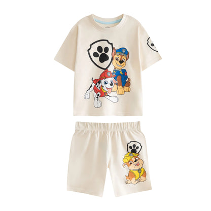 Light Green-Grey-Cream - Back - Paw Patrol Boys Pups Short-Sleeved Short Pyjama Set (Pack Of 3)