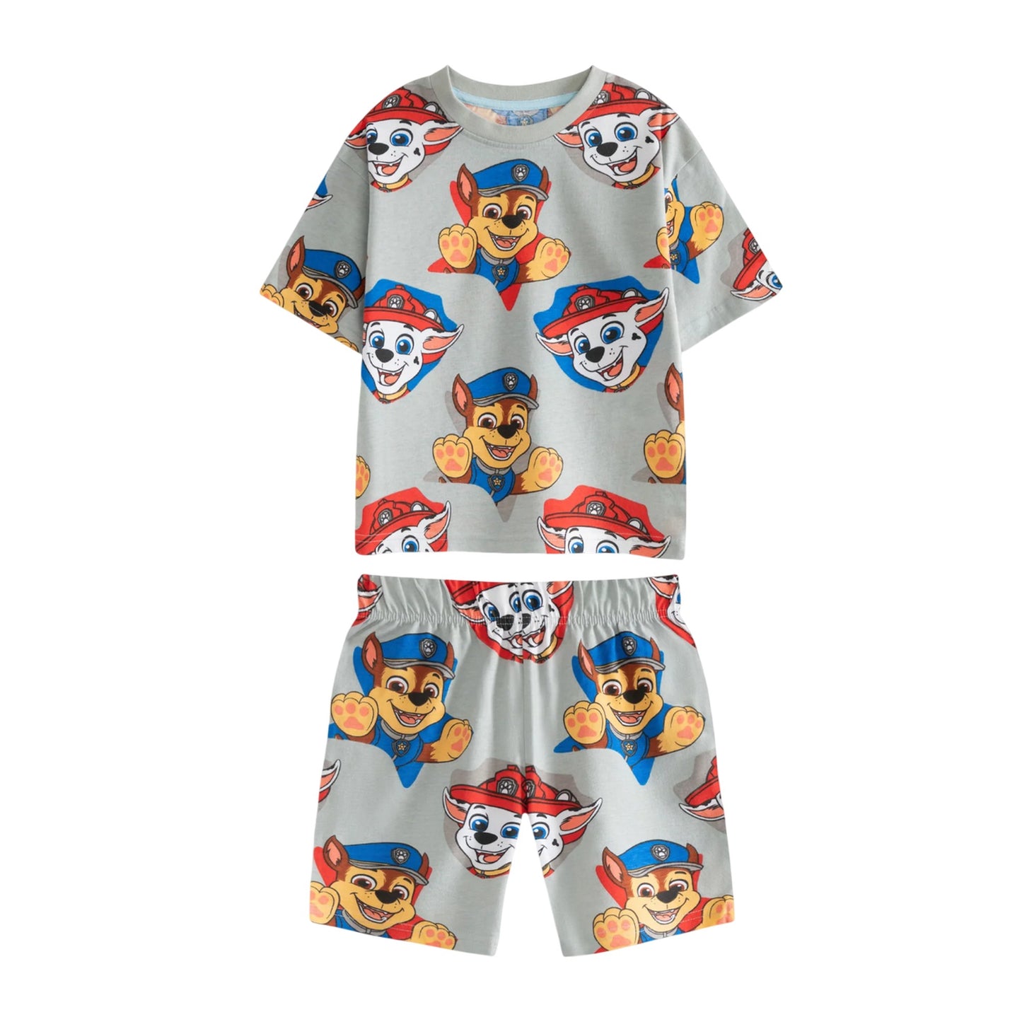Light Green-Grey-Cream - Side - Paw Patrol Boys Pups Short-Sleeved Short Pyjama Set (Pack Of 3)