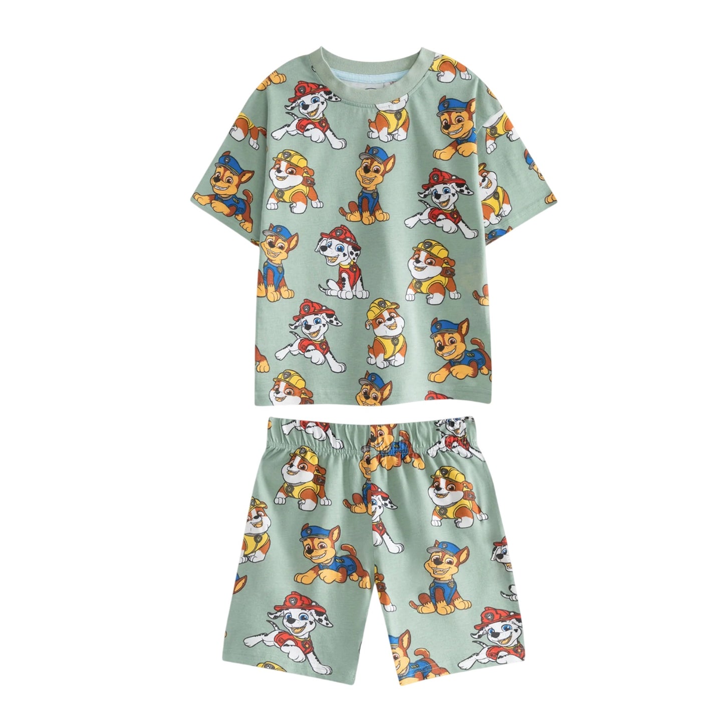 Light Green-Grey-Cream - Lifestyle - Paw Patrol Boys Pups Short-Sleeved Short Pyjama Set (Pack Of 3)