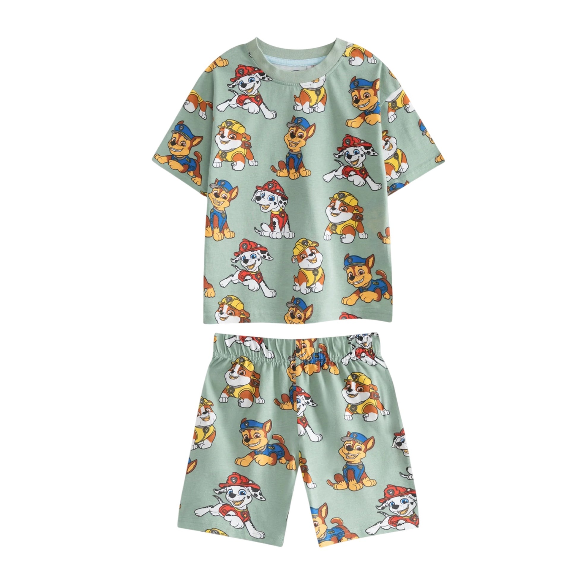 Light Green-Grey-Cream - Lifestyle - Paw Patrol Boys Pups Short-Sleeved Short Pyjama Set (Pack Of 3)