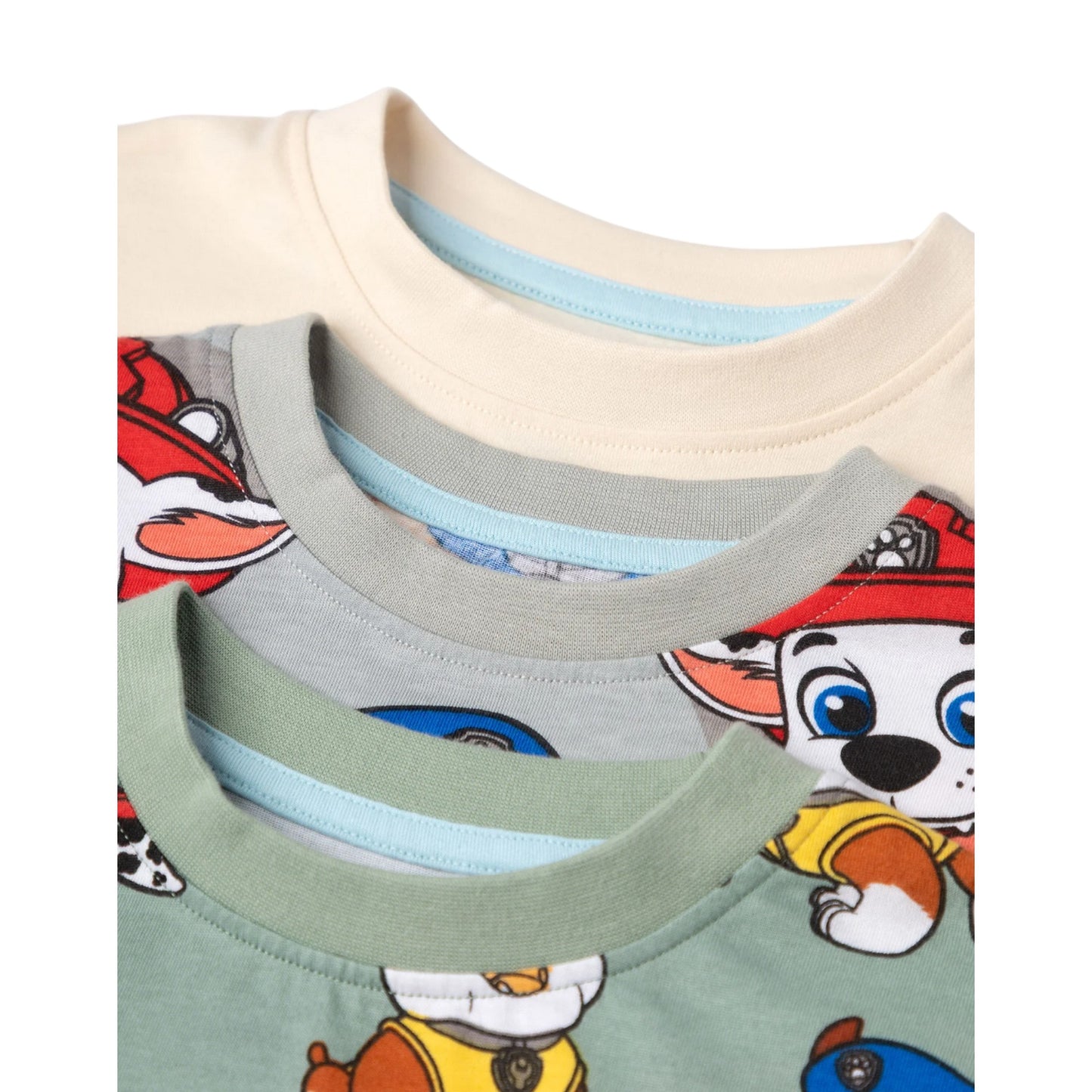 Light Green-Grey-Cream - Pack Shot - Paw Patrol Boys Pups Short-Sleeved Short Pyjama Set (Pack Of 3)